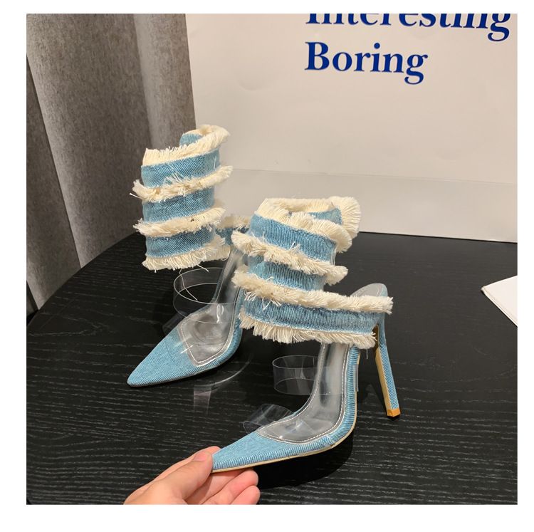 Schuhe Sexy Denim Snake Spring Pointed Walking Show Dünne High Heel Sandalen für Frauen_voghion.com