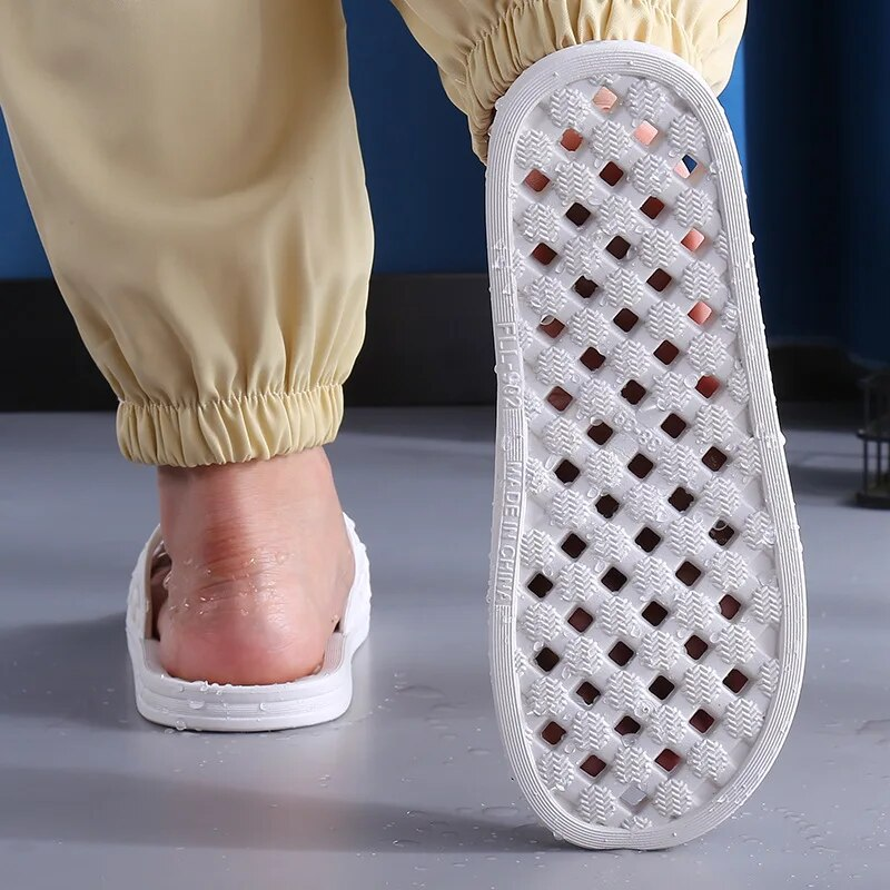 Yeni Erkek Banyo Ev Hafif Su Sızdıran Kadın Terlik Plaj Flip Flop kaymaz Havuz yüzme ayakkabısı_voghion.com
