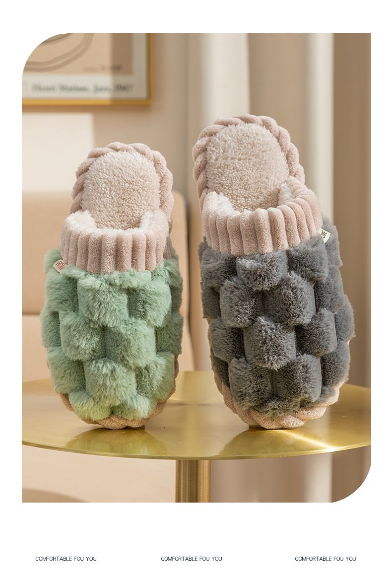 Unisex Schuhe Baumwolle Hausschuhe Weibliche Home Lovers Indoor Home Rutschfeste Warm Fluffy Mop Männlich_voghion.com