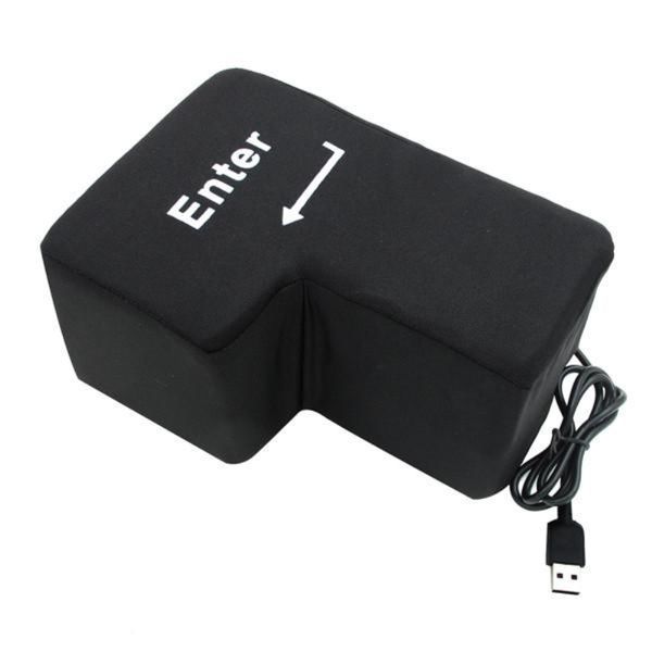 Enter-Nickerchenkissen mit USB, unzerbrechlichem großen Enter-Knopf, Wurfkissen mit Mauspad, Stressabbau-Boxsack für den Büro-Desktop_voghion.com
