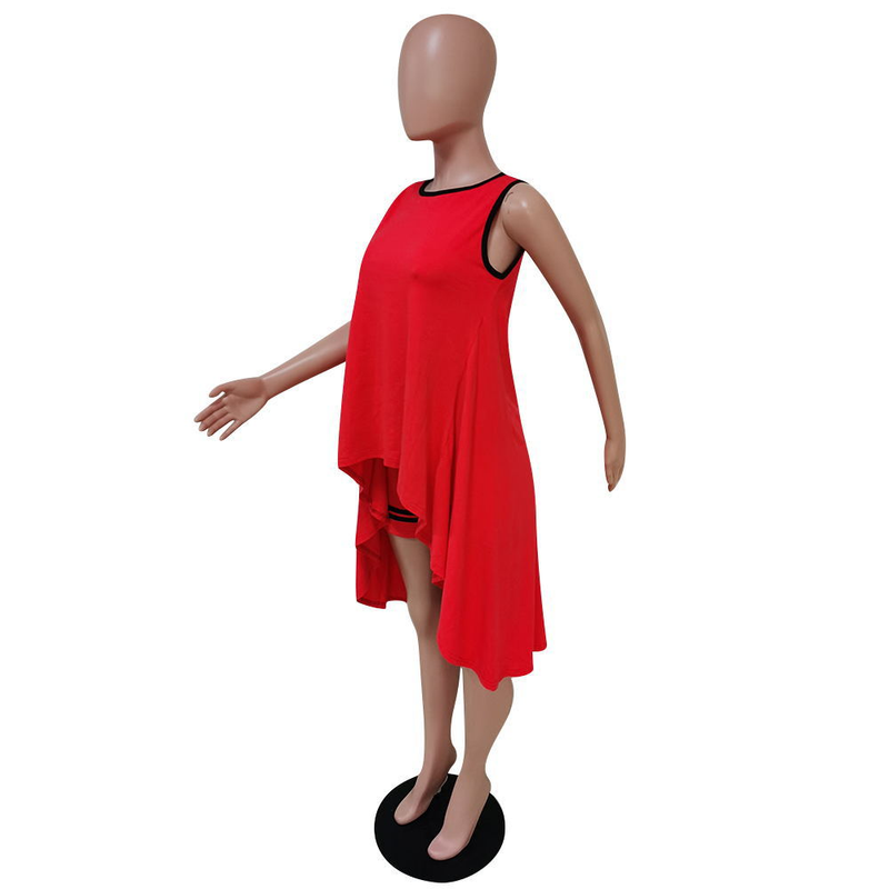 Women's fashion multi-color plus size suit irregular vest shorts suit_voghion.com