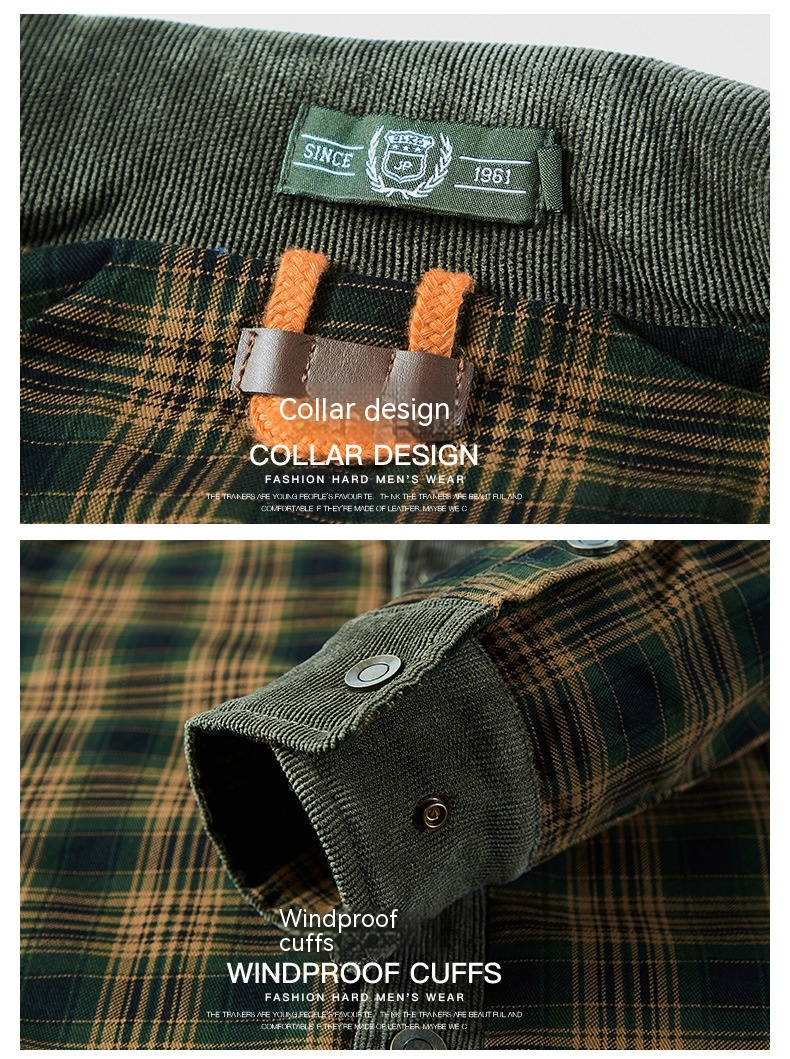 Plaid a maniche lunghe spesso e morbido da uomo per la conservazione del calore, giacca da lavoro, moda, camicia in cotone,_voghion.com
