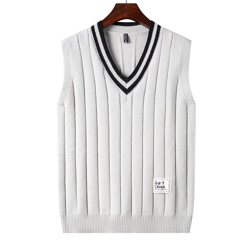 Herren-Strickweste aus Wollmischung, ärmellos, V-Ausschnitt, schmale Passform, lässiger Pullover für alle Jahreszeiten_voghion.com