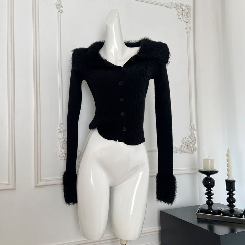 Xinlei Pure mink series "knitted cardigan long sleeved button pure desire top for women's spring new style_voghion.com
