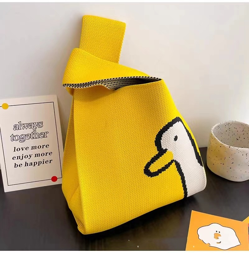 ins Panda Borsa a mano Borsa da donna Borsa in maglia Borsa a secchiello in lana con regalo a mano Borsa tote Borsa per il pranzo in scatola_voghion.com