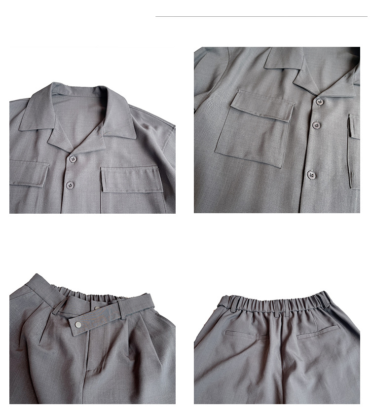 Abbigliamento da uomo Completo da uomo casual da appendere, camicia a maniche lunghe e pantaloni leggermente vestiti, due set_voghion.com