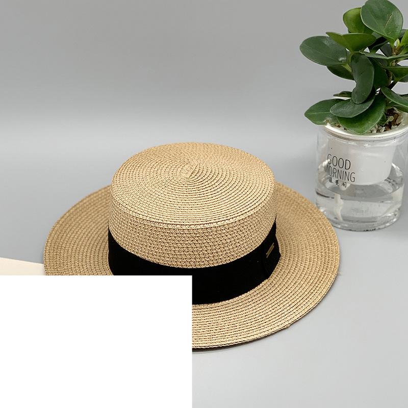 Unisex Accessoarer Mode Strå Rese Solskydd Hatt Liten Platt Stråhatt_voghion.com