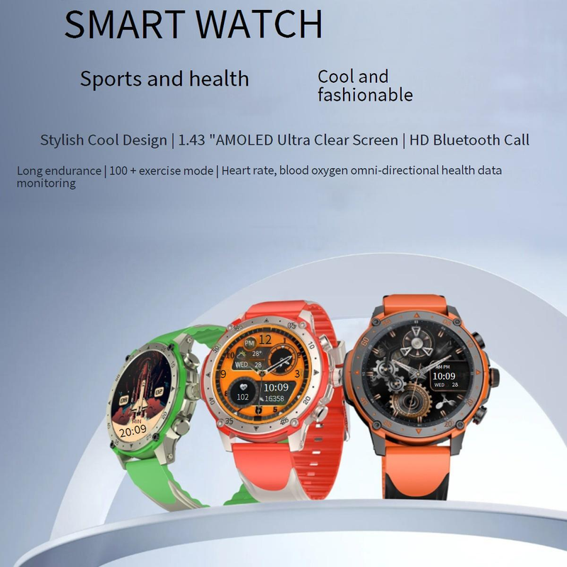 New TS137 smart watch HD AMLOED screen Bluetooth call flashlight heart rate blood pressure blood oxygen exercise_voghion.com