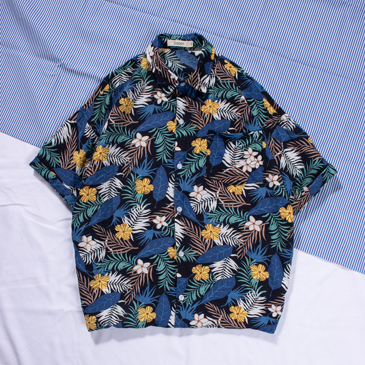 Herenkleding Zomer Casual Dun Bloemenoverhemd Bloemen Digitaal Print Strand Losse Herenoverhemd Korte Mouwen Zomer_voghion.com