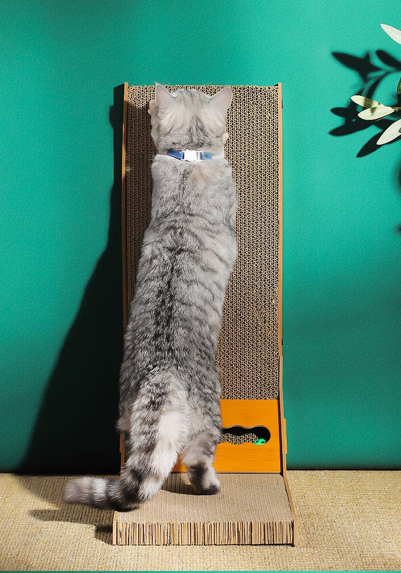 L-shaped Wall-Hugging Vertical Integrated Cat Scratching Board & Nest, Scratch-Resistant No-Shredding Cat Toy_voghion.com