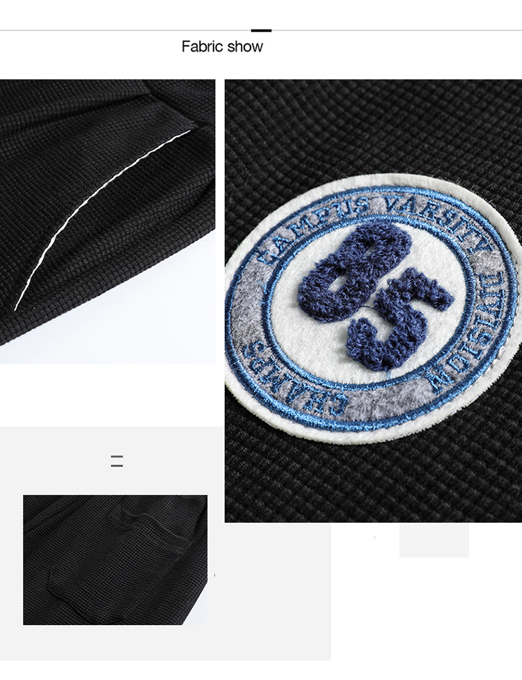 Calça de moletom masculina casual de malha waffle com cordão na cintura e detalhe bordado - Calça de moletom unissex de caimento solto para uso diário_voghion.com