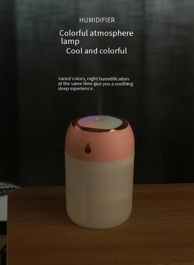 Renkli LED Işıklı USB Araç Nemlendirici, Ev ve Ofis İçin 330 ml Sessiz Sis Difüzörü, Otomatik Kapanma Özellikli Taşınabilir Aromaterapi Hava Temizleyici_voghion.com