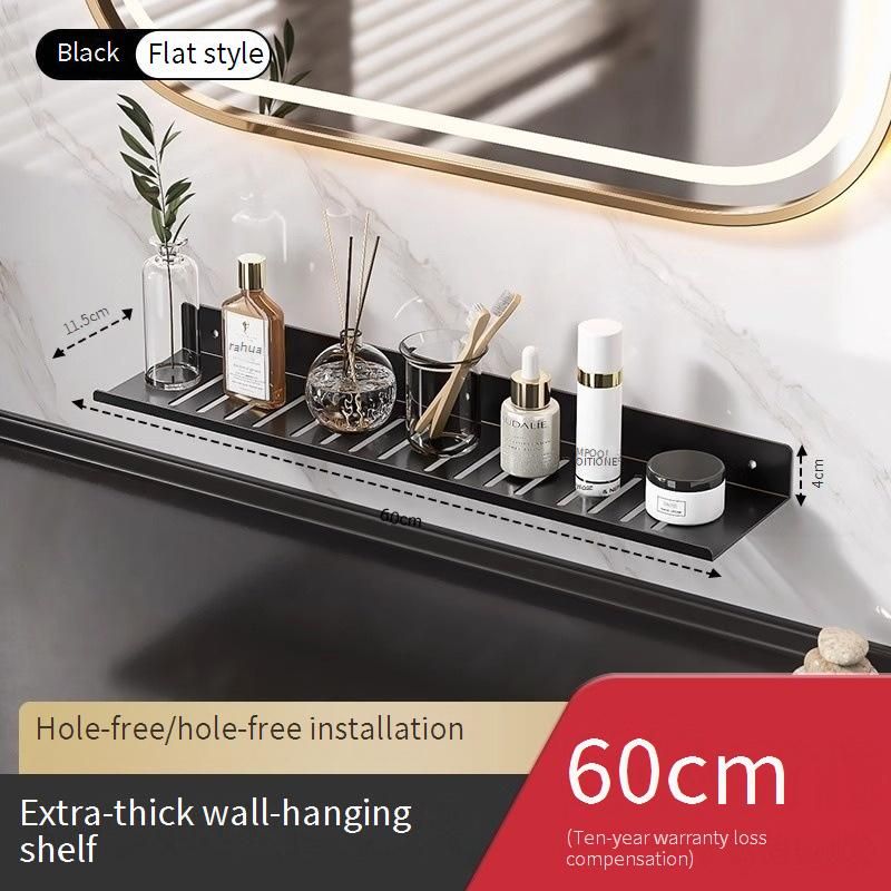 Rotguss/Schwarzes Badezimmerregal zur Wandmontage, rostfreier Wasserhahn-Organizer ohne Bohren für die Waschbecken-Arbeitsplatte, 30–80 cm großes Badezimmer-Aufbewahrungsregal_voghion.com
