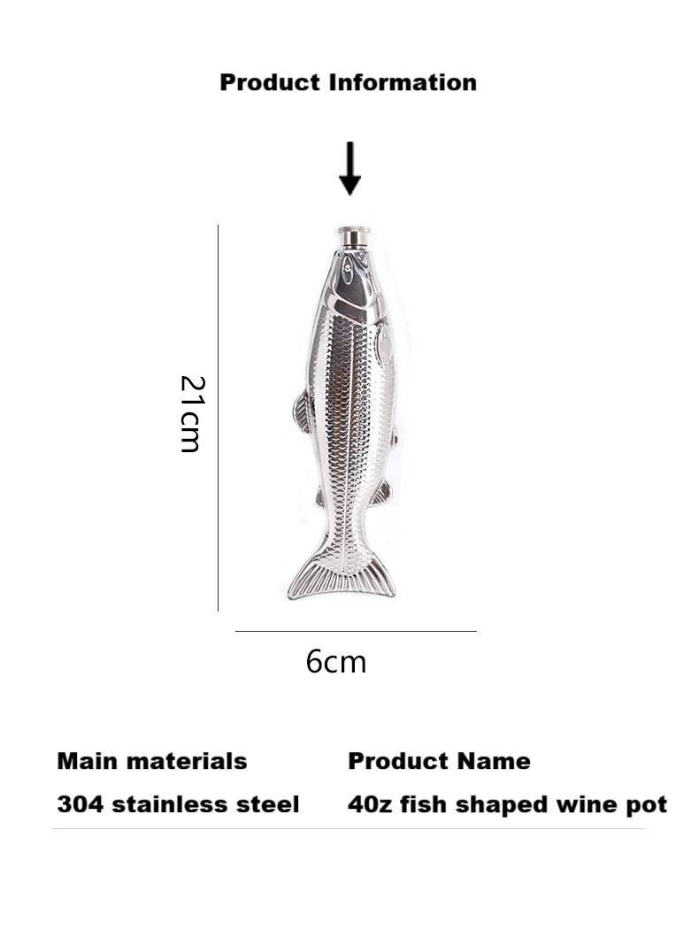 Weintopf aus Edelstahl 304 in Fischform, 5-Unzen-unregelmäßiges tragbares Weinset, Weintopf für Camping im Freien_voghion.com