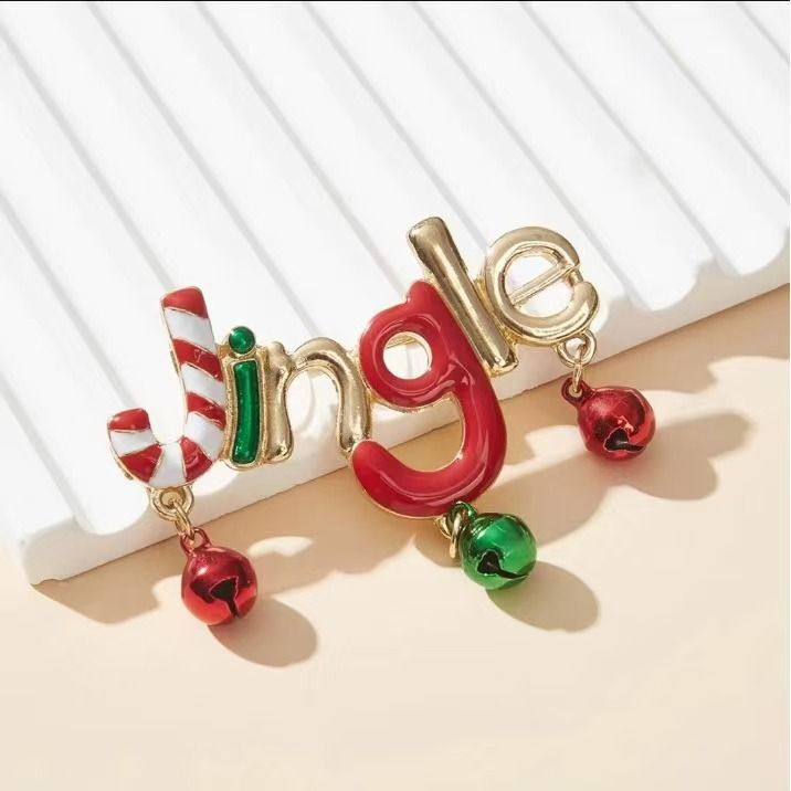Weihnachts-Süßigkeiten-Brosche – Festliche Weihnachtsnadel mit Glöckchen und buntem Design, Emaille-Accessoire aus Metalllegierung für Damen und Herren_voghion.com