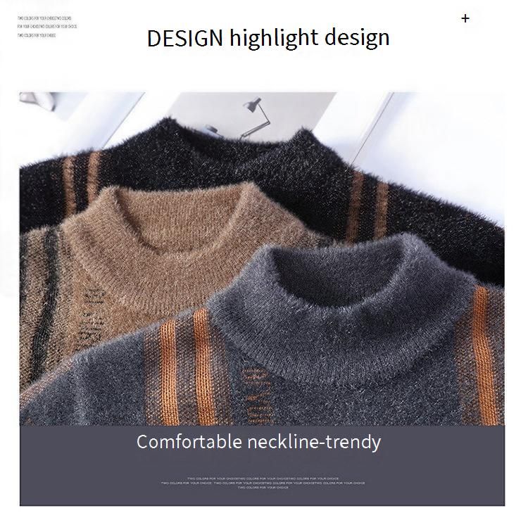 Pull d'hiver pour homme en maille, col roulé semi-roulé, coupe décontractée, doux et chaud, style oversize_voghion.com