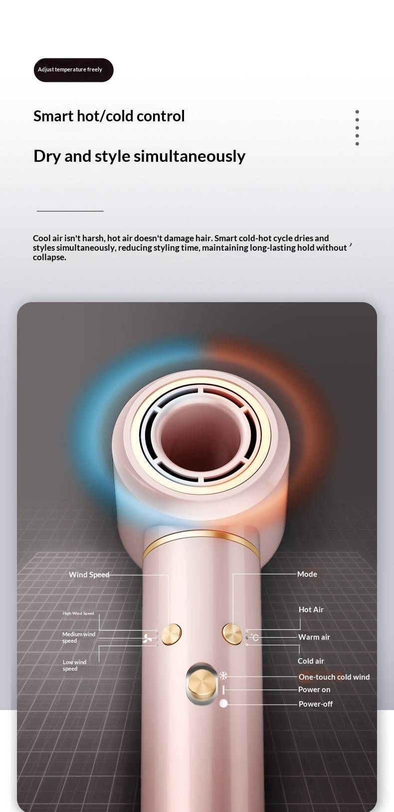 5-in-1 Bladeless Hair Dryer & Styler – 1600W Ionic AC Motor With Rotating Nozzle (220V EU/UK/US Plug, 2-Speed, Auto Curling/Straightening)_voghion.com