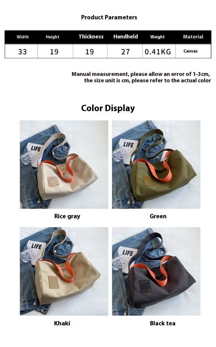 Grande capacidade nova bolsa de lona minimalista classe estudante bolsa diagonal de ombro único, bolsa de travesseiro feminina_voghion.com