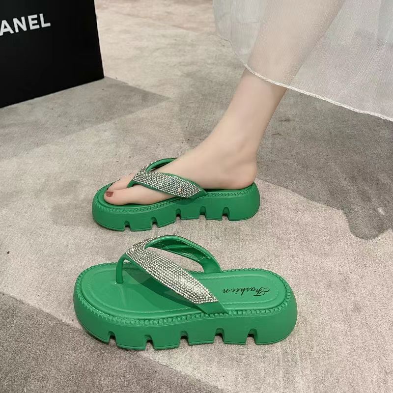 Sandali infradito da donna con strass di alta qualità per abbigliamento estivo outdoor 2023 nuove pantofole da donna con suola spessa_voghion.com