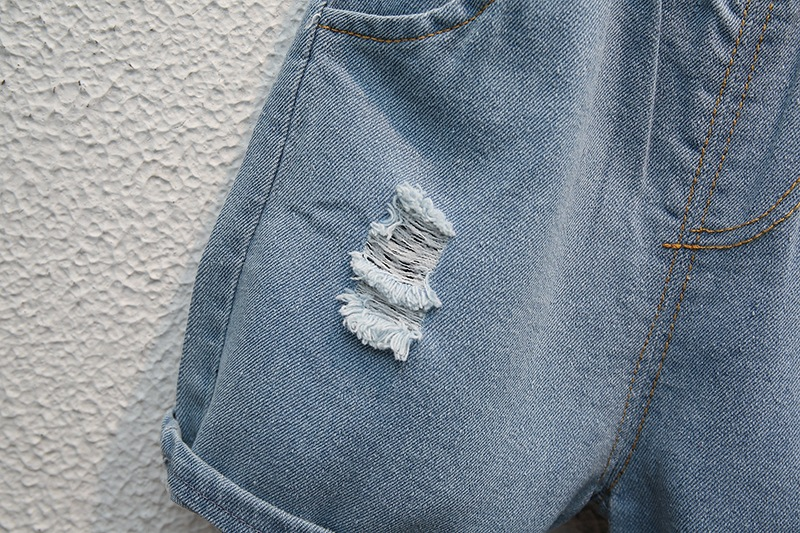 Set di pantaloncini di jeans a maniche corte per polo coreana dei cartoni animati nuovi ragazzi estivi per bambini_voghion.com