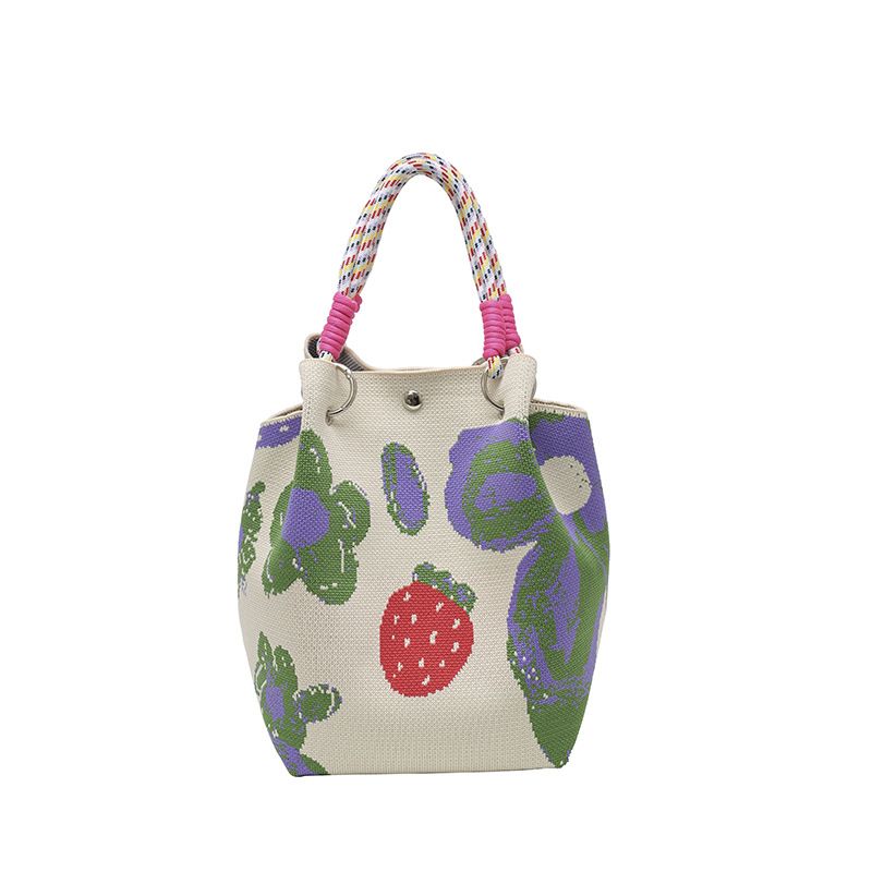 Borsa a tracolla casual versatile e di grande capacità, in maglia trapuntata in bianco e nero, con design di nicchia_voghion.com