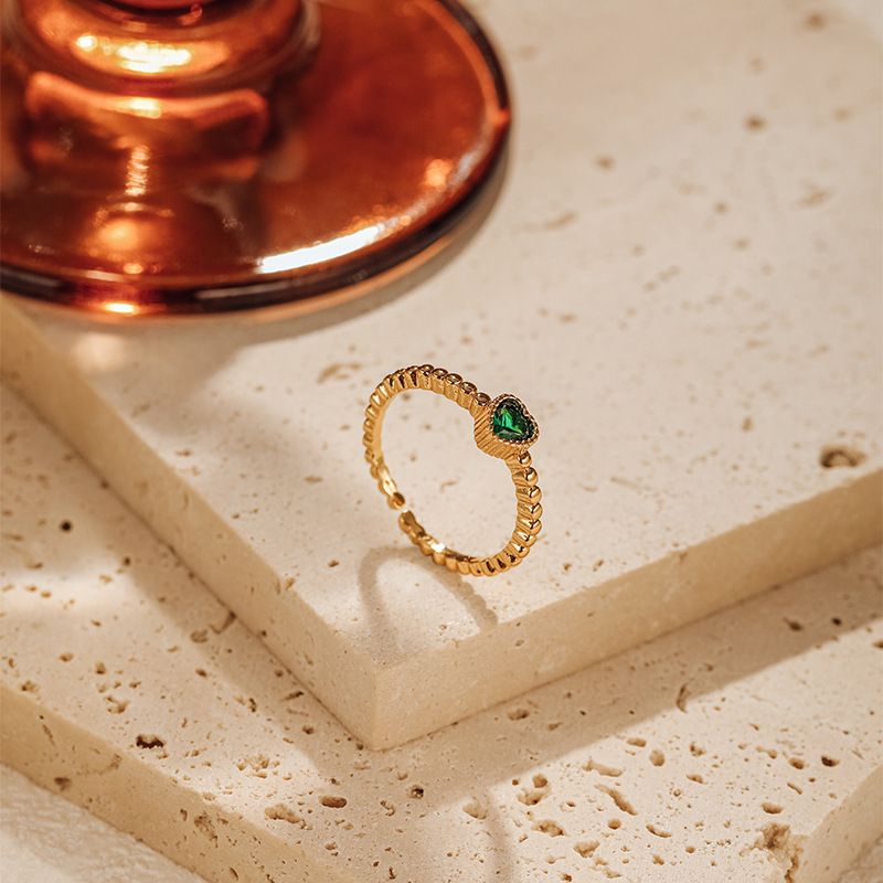 Anello di lusso leggero in zircone, vero oro galvanizzato, colore che preserva la trama del metallo, anello retrò francese, temperamento attivo, anello turchese_voghion.com