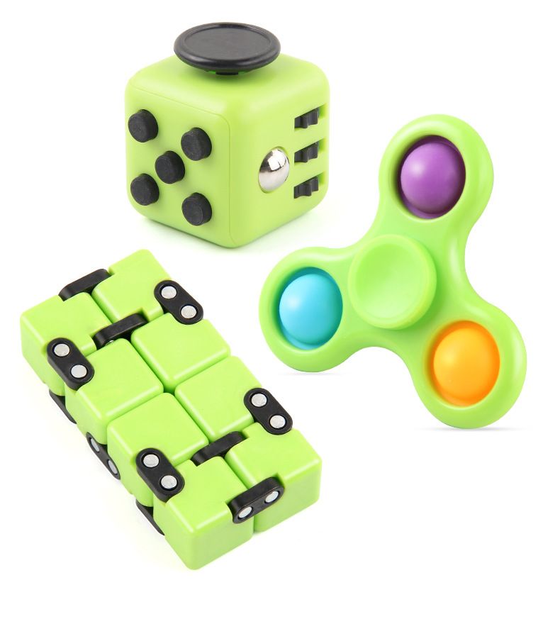 Stress Relief Toys Novel Decompression Set Infinite Rubik's Cube Finger Gyro Bubble Music Decompression Dice Three Piece Set_voghion.com