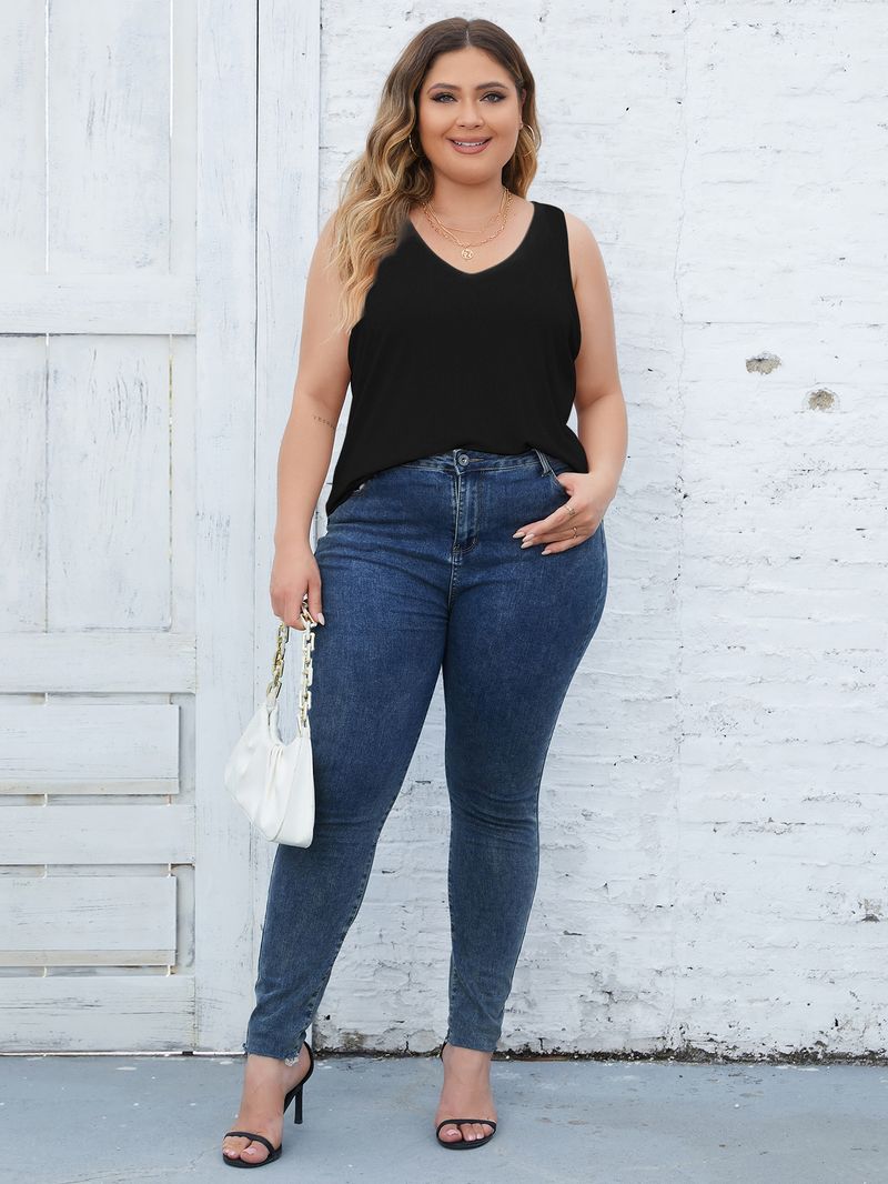 Gilet de sport grande taille pour femmes, col en v, à l'extérieur, pour porter un haut court cintré, grande taille_voghion.com