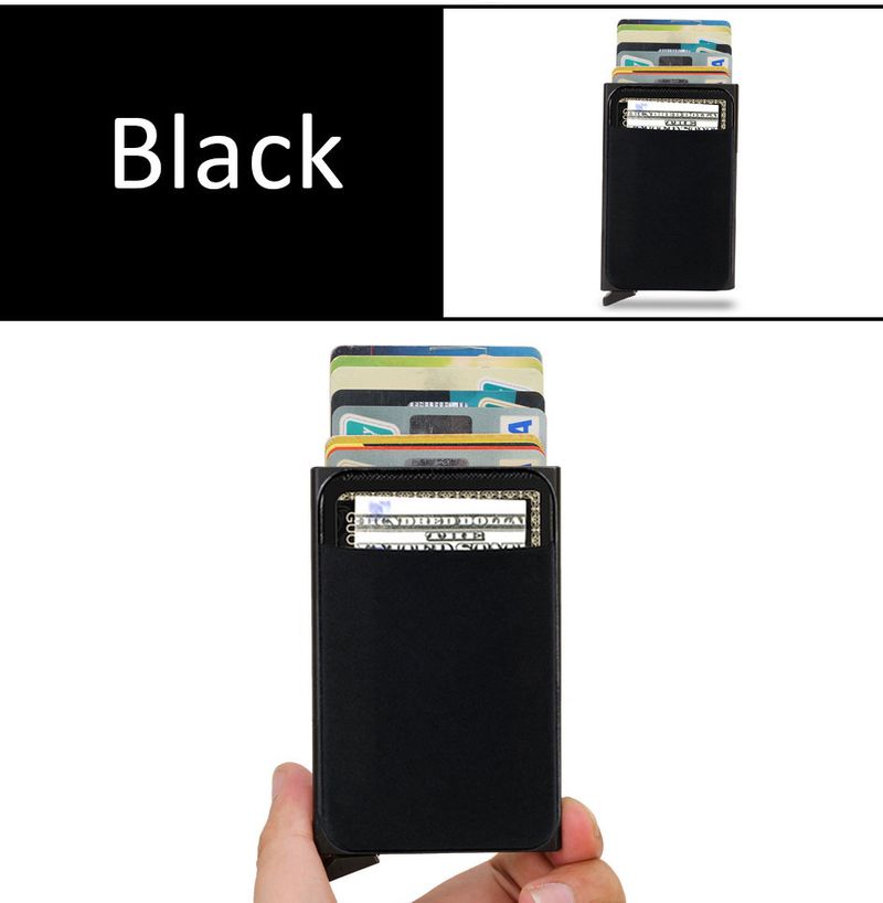 Porta carte di credito automatico a scomparsa in metallo a doppio strato da uomo, antifurto, anti-smagnetizzazione, scatola portaoggetti con grande capacità_voghion.com