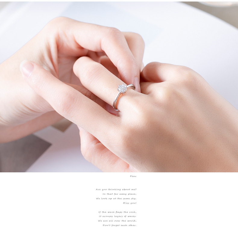 Wanying Jewelry Bague de mariage en argent pur avec six griffes et diamant pour femme - Cadeau tendance - Pierre Mosang_voghion.com