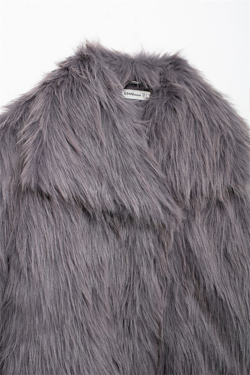Kurzmantel mit Kunstpelzkragen für Damen – Elegante Bürokleidung, modische Oberbekleidung für Herbst und Winter (Hellleopard/Braun/Weiß/Grau/Beige/Schwarz/Weinrot)_voghion.com