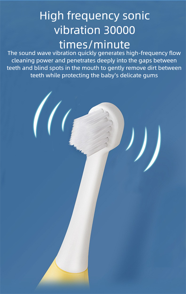 Cepillo de dientes eléctrico infantil - Cerdas suaves con dibujos animados | Uso doméstico | Seguro y con certificación CE_voghion.com