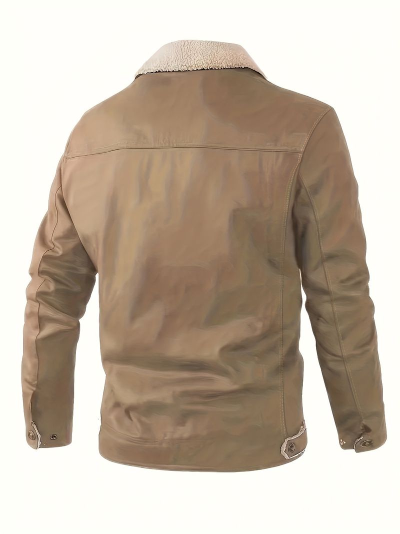 Giacca da lavoro oversize da uomo, foderata in pile di poliestere, a maniche corte, stile britannico giovanile, autunno inverno 2024_voghion.com
