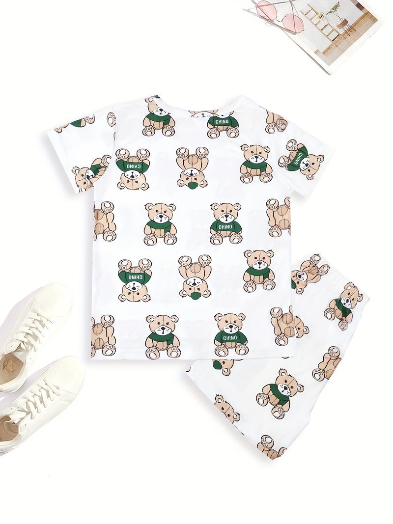 Ropa de casa para niños, pijamas de verano de manga corta, ropa fina con aire acondicionado y estampado de panda, para niños y niñas, 2025_voghion.com
