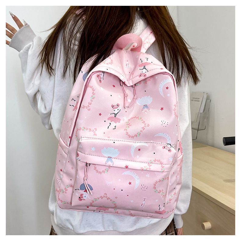 2024 New Heart Cute Pink Series Zaino di grande capacità Borsa da scuola per ragazza morbida stampata su Instagram_voghion.com