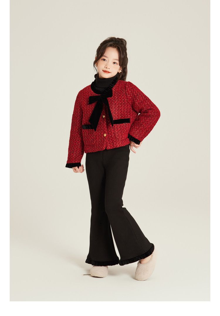 Abbigliamento per bambini Cappotto ispessito con fiocco rosso piccolo temperamento_voghion.com