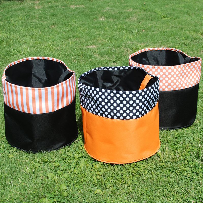 New Halloween candy bag black and white plier cloth hand basket candy storage bucket holiday decoration gift bucket_voghion.com