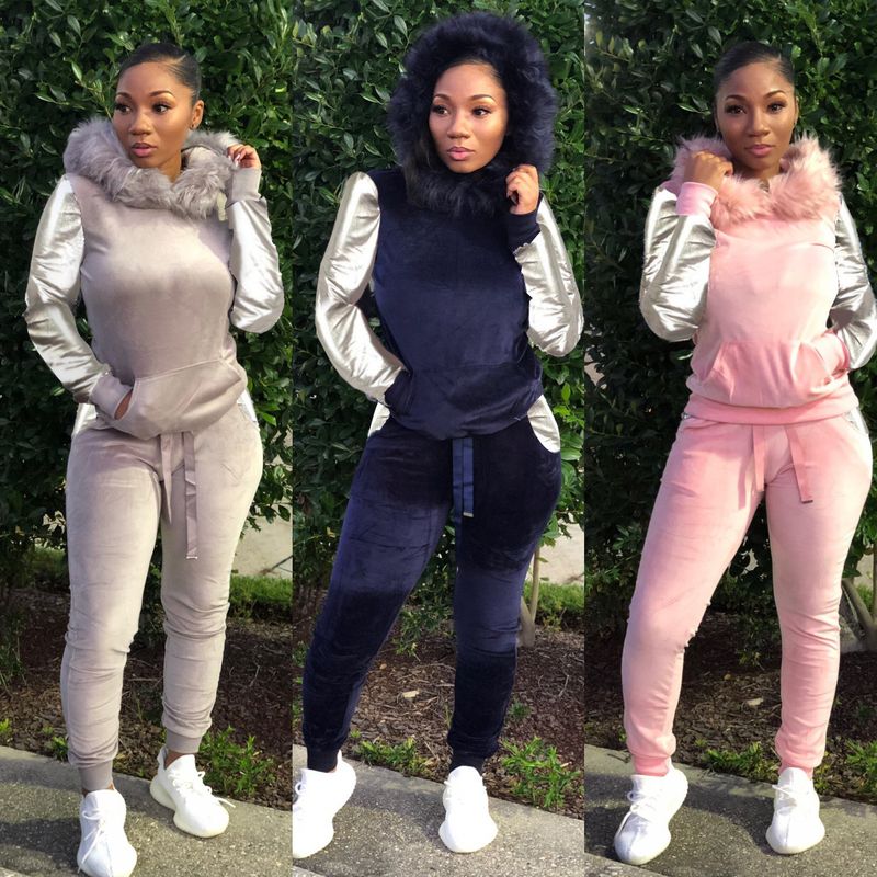 popular plush hooded sweatshirt and trousers two-piece set_voghion.com