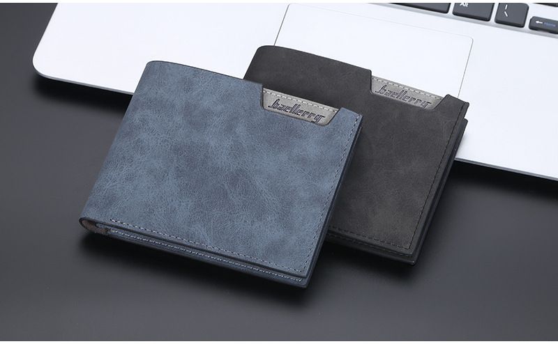 BAELLERRY Neue kurze Herrenbrieftasche mit mehreren Karten, offene Brieftasche aus mattiertem Leder, Jugendkartentasche für Männer_voghion.com