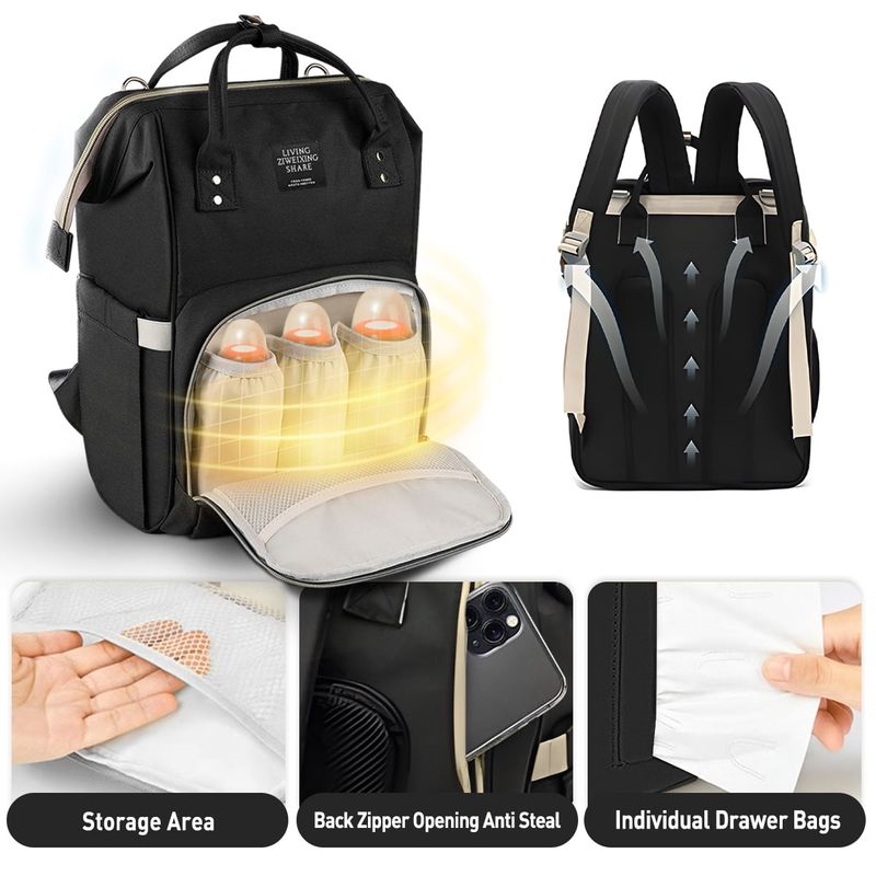 Nappy Backpack Bag Mummy Large Capacity Bag Mom Baby Multi-Function Waterproof Outdoor Travel Diaper Bags_voghion.com