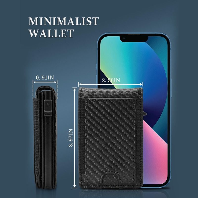 RFID Carbon Fiber Men's Vertical Card Holder Magnetic Flip Dollar Clip Convenient Wallet Magnetic_voghion.com