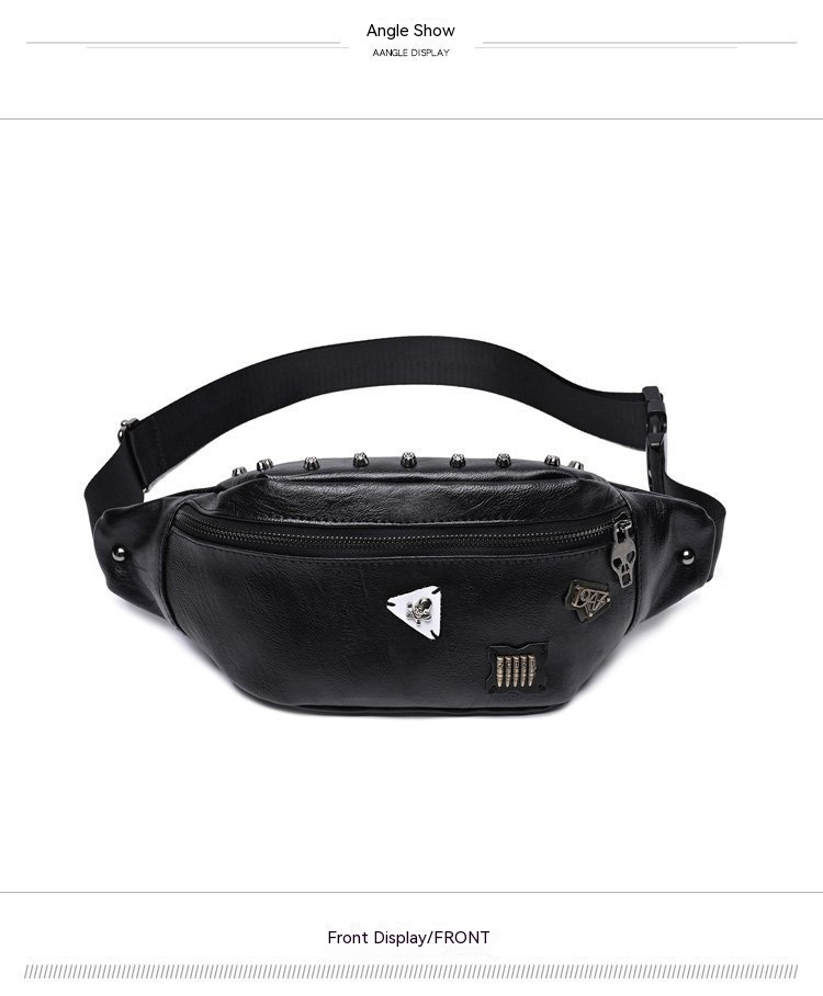 Männer brusttasche punk stud vintage umhängetasche mode PU multifunktionale gürteltasche straße lässig umhängetasche männer_voghion.com