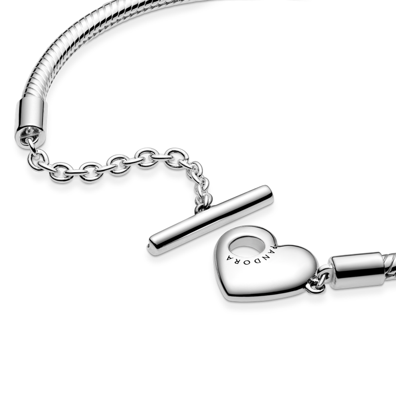 Bracciale Moments con catena a forma di serpente con barra a T e cuore_voghion.com