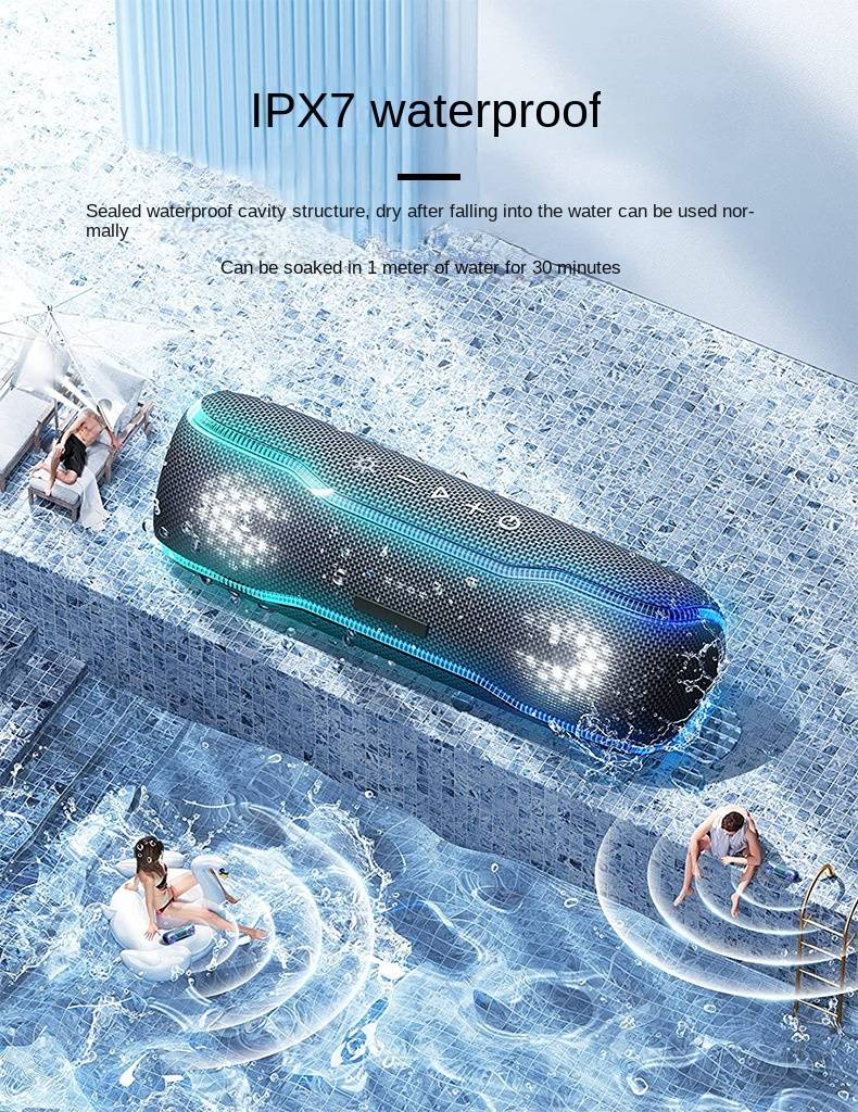 Bärbar Bluetooth-högtalare - IPX7 vattentät med färgglatt blinkande ljus, 25W subwoofer TWS-parning lämplig för utomhusbruk, hemmet, fest, strand, resor_voghion.com