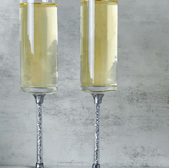 Champagnerglas mit Herz-Basis und Diamant-Stiel, bleifreies Kristallglas, Flöte, Weinglas_voghion.com
