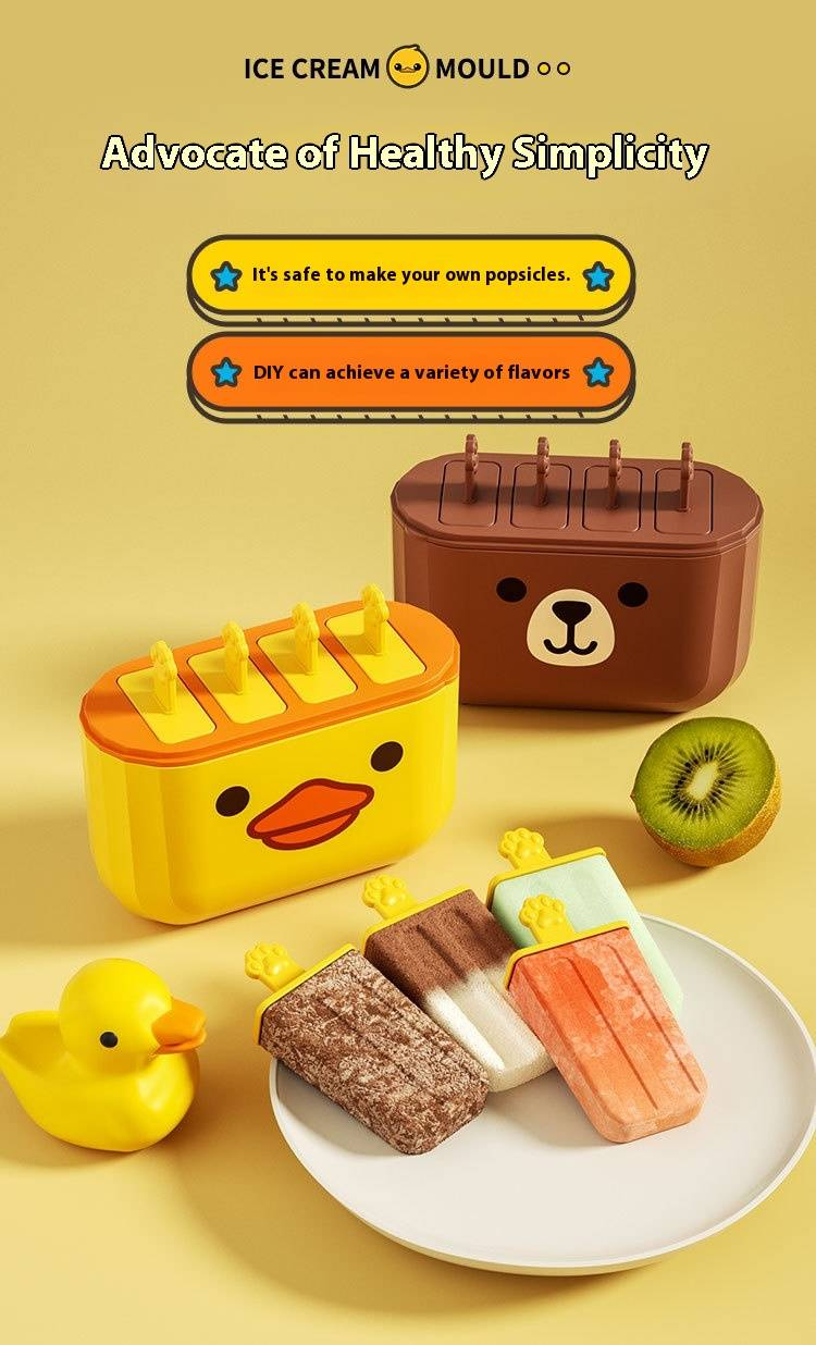 12-Cavity DIY Ice Cream Mold Kit - Cute Animal Shapes (BPA-Free Silicone, Easy Release For Homemade Popsicles)_voghion.com