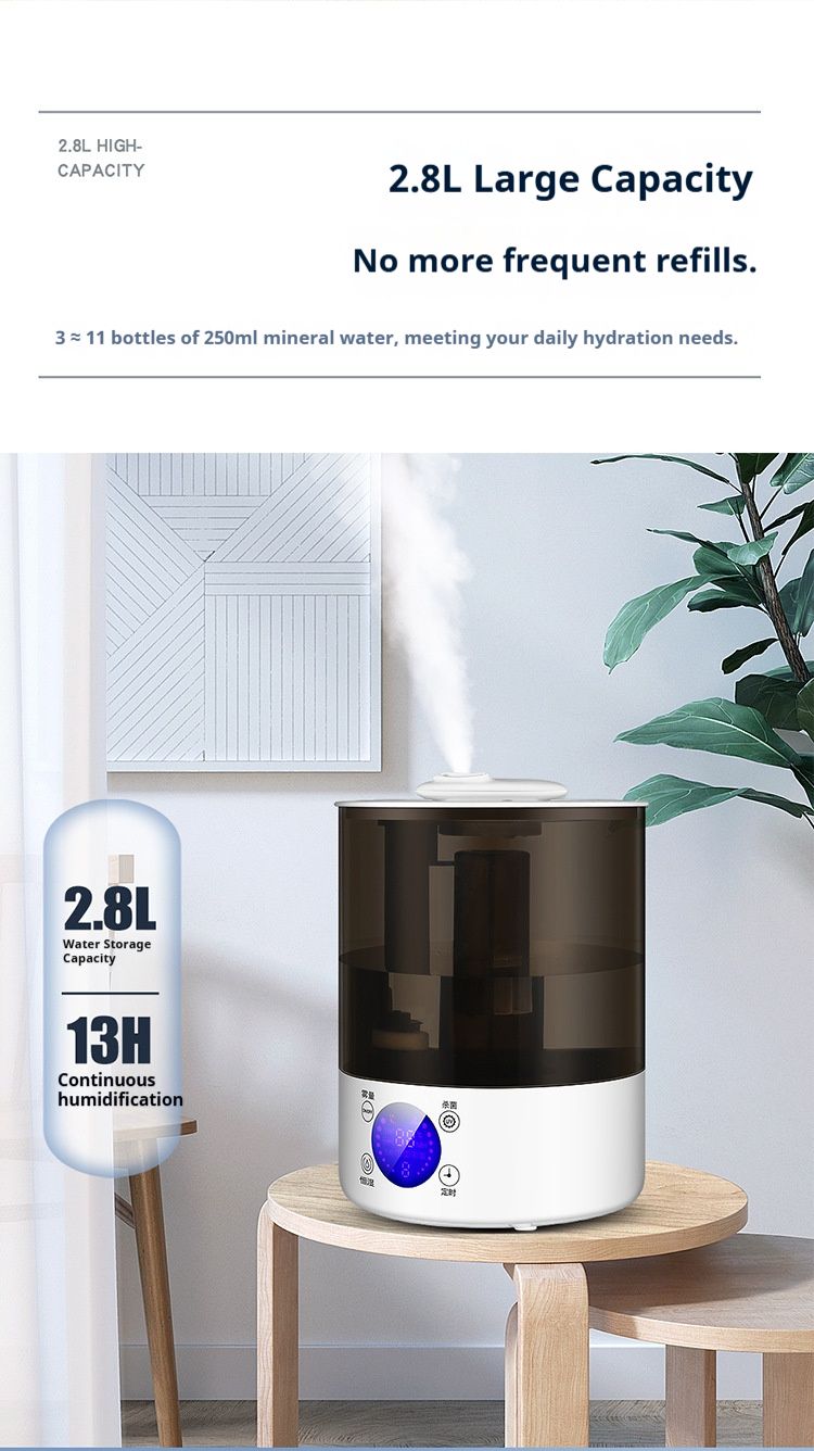 Ultraschall-Luftbefeuchter – 3,5 l großes Fassungsvermögen, UV-Sterilisation, Fernbedienung, 2–8-Stunden-Timer für Zuhause und Büro (weiß/hellbraun)_voghion.com