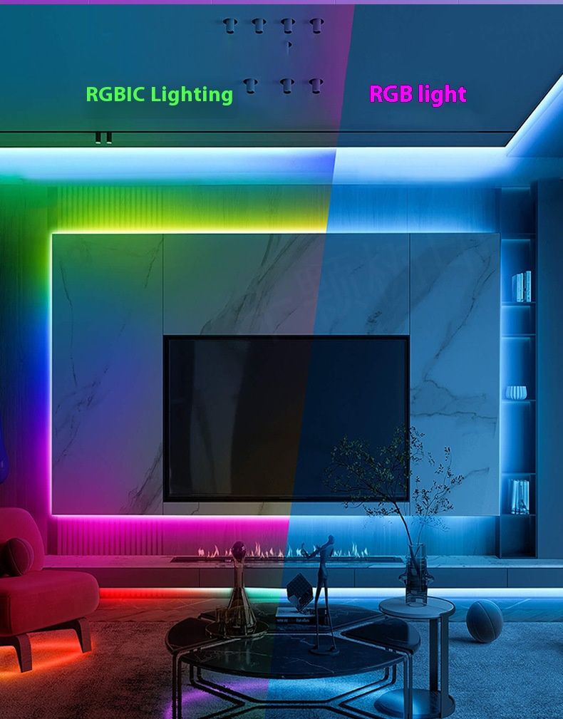 Tira de luces LED de neón RGBIC impermeable de 10 m: barra de luz flexible de 24 V que cambia de color con Bluetooth y control remoto de 44 teclas, 84 LED/m_voghion.com