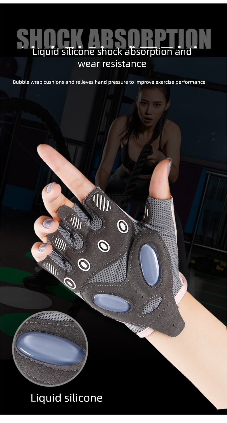 Meias de ginástica femininas com meio dedo, antiderrapantes, resistentes ao desgaste, acolchoadas, com absorção de impacto, em tecido Ice Silk, respiráveis, ideais para ioga._voghion.com