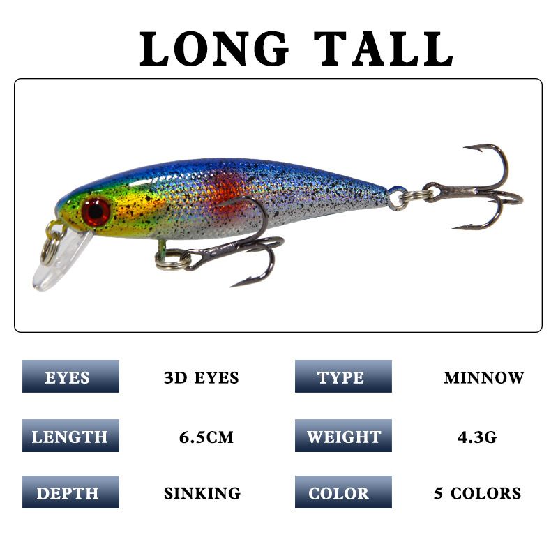 Peibutussööt Minnow uppuv 4,3 g/6,5 cm simulatsiooniga kõva sööt, nagu peibutussööt._voghion.com